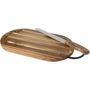 Logotrade promotional giveaway picture of: Prestige acacia wood chopping board with bread knife