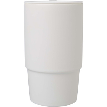 Logo trade promotional items image of: Carter 450 ml ceramic mug with plastic lid