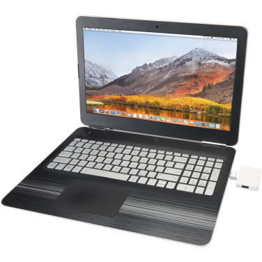 Logotrade promotional gift picture of: Gaia 4-port USB hub with USB-A and Type-C output and dual input - made from recycled plastic