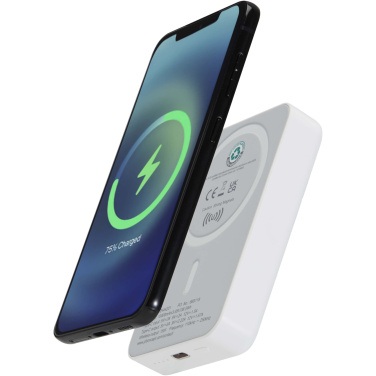 Logo trade business gift photo of: Acrab 10.000 mAh 15W magnetic wireless power bank with 20W PD - made from recycled plastic
