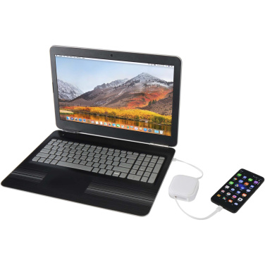 Logotrade advertising product picture of: Gloas 5-in-1 recycled retractable data sync and 100W fast charge cable with smartphone tool kit