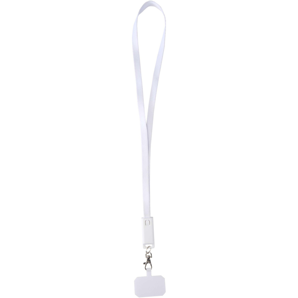 Logo trade promotional products image of: Franz recycled plastic smartphone lanyard with built-in data sync and 65W fast charge 5-in-1 cable