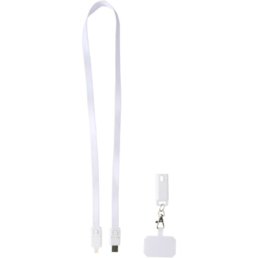 Logotrade advertising product image of: Franz recycled plastic smartphone lanyard with built-in data sync and 65W fast charge 5-in-1 cable