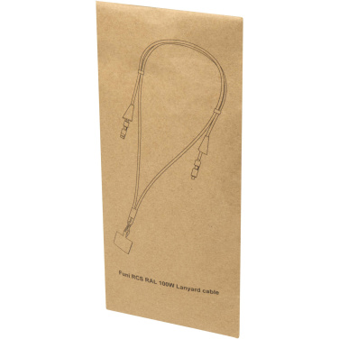 Logotrade promotional product picture of: Funi recycled plastic smartphone lanyard with built-in data sync and 100W fast charge 5-in-1 cable