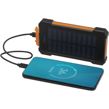 Logo trade promotional gifts picture of: Altair 5000 mAh 10W recycled plastic rugged solar power bank with built-in torch