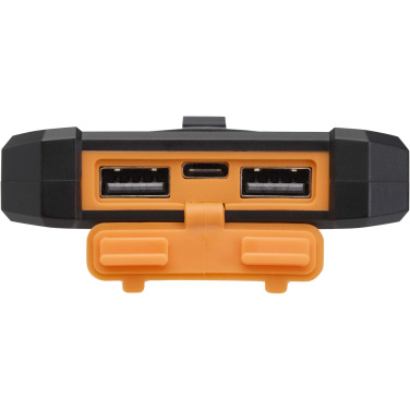 Logo trade promotional merchandise photo of: Altair 5000 mAh 10W recycled plastic rugged solar power bank with built-in torch