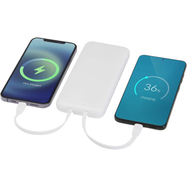 Logotrade promotional merchandise image of: Adhil 10.000 mAh 10W recycled plastic power bank with 2 built-in cables
