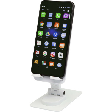 Logo trade promotional gifts picture of: Alhena recycled plastic foldeable phone holder with metal desk stand