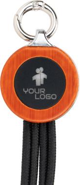 Logotrade advertising product picture of: 4-in-1 cable with elighted logo in a wooden casing