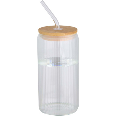 Logotrade business gift image of: Mirage 500 ml single-walled borosilicate glass jar with bamboo lid