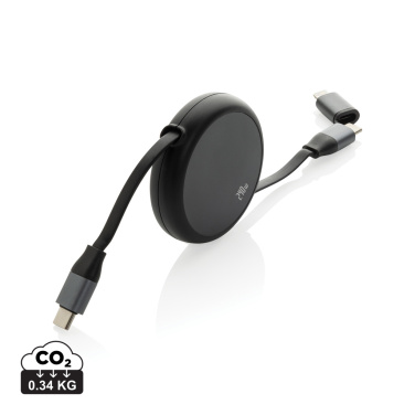 Logotrade promotional gift image of: Terra RCS recycled aluminium retractable 240W 2-in-1 cable