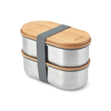 Logo trade promotional merchandise image of: Black+Blum Stainless Steel Double Bento Box