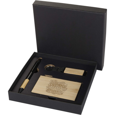 Logo trade promotional product photo of: Minka RCS recycled aluminium ballpoint pen, keychain and RFID card holder gift set