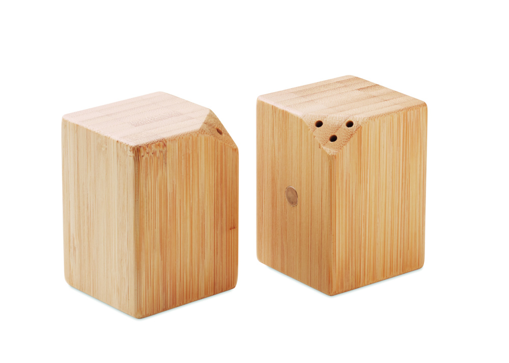 Logo trade promotional products image of: Bamboo salt & pepper set