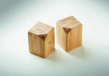 Logo trade promotional products image of: Bamboo salt & pepper set