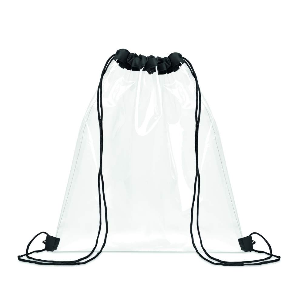 Logo trade promotional merchandise image of: Transparent drawstring bag