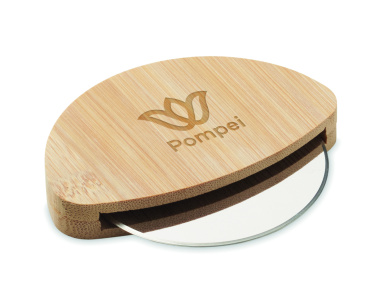 Logotrade promotional giveaway picture of: Round bamboo pizza cutter