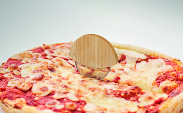 Logo trade promotional product photo of: Round bamboo pizza cutter