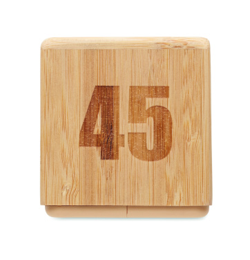 Logo trade business gifts image of: Bamboo twist snooze timer