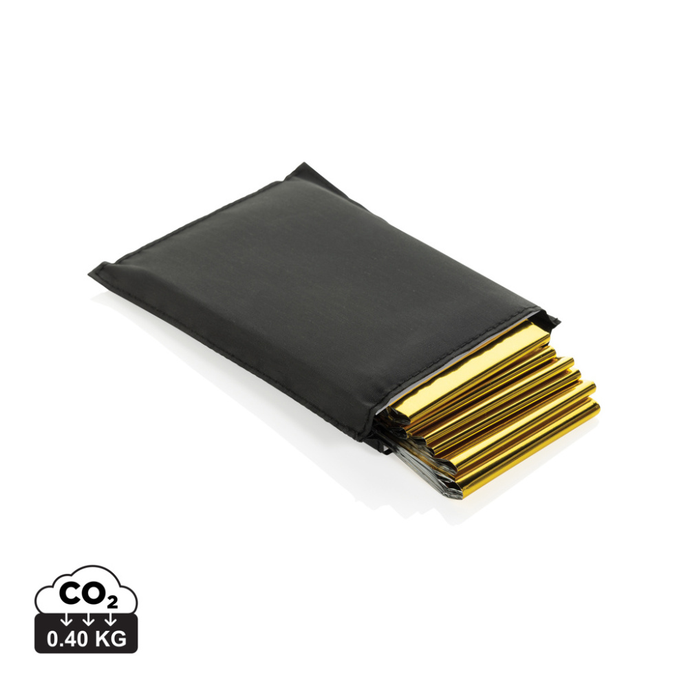 Logotrade promotional merchandise image of: Solra emergency blanket in RCS recycled RPET pouch