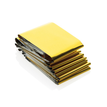 Logo trade promotional giveaways image of: Solra emergency blanket in RCS recycled RPET pouch