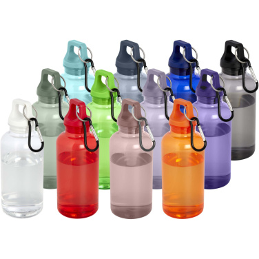 Logo trade promotional gifts image of: Oregon 400 ml RCS certified recycled plastic water bottle with carabiner