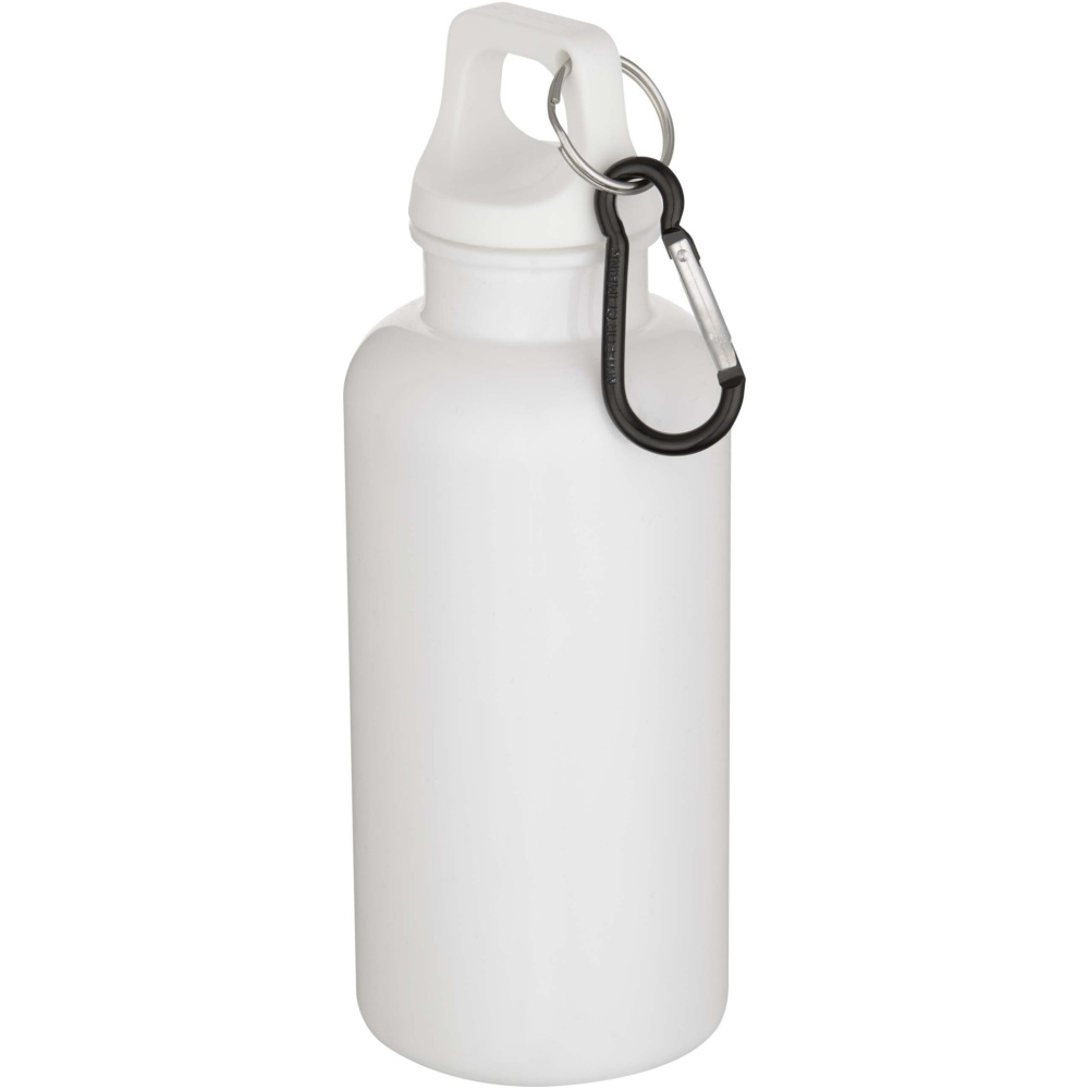 Logotrade promotional item picture of: Oregon 400 ml solid colour RCS recycled plastic water bottle with carabiner