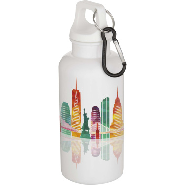 Logotrade advertising product image of: Oregon 400 ml solid colour RCS recycled plastic water bottle with carabiner