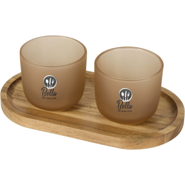 Logotrade advertising product image of: Male wooden serving tray and glass cups set