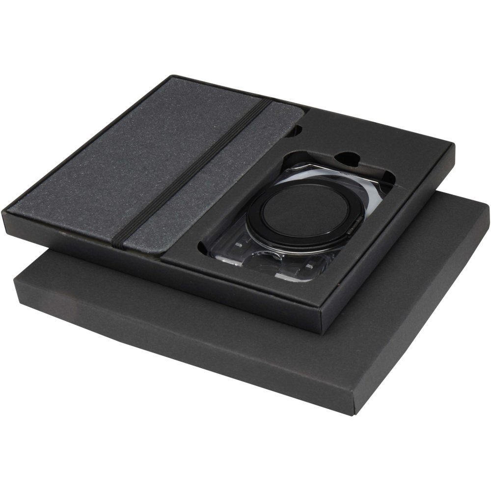 Logotrade business gift image of: Kern A6 hard cover notebook and MagSafe wallet gift set