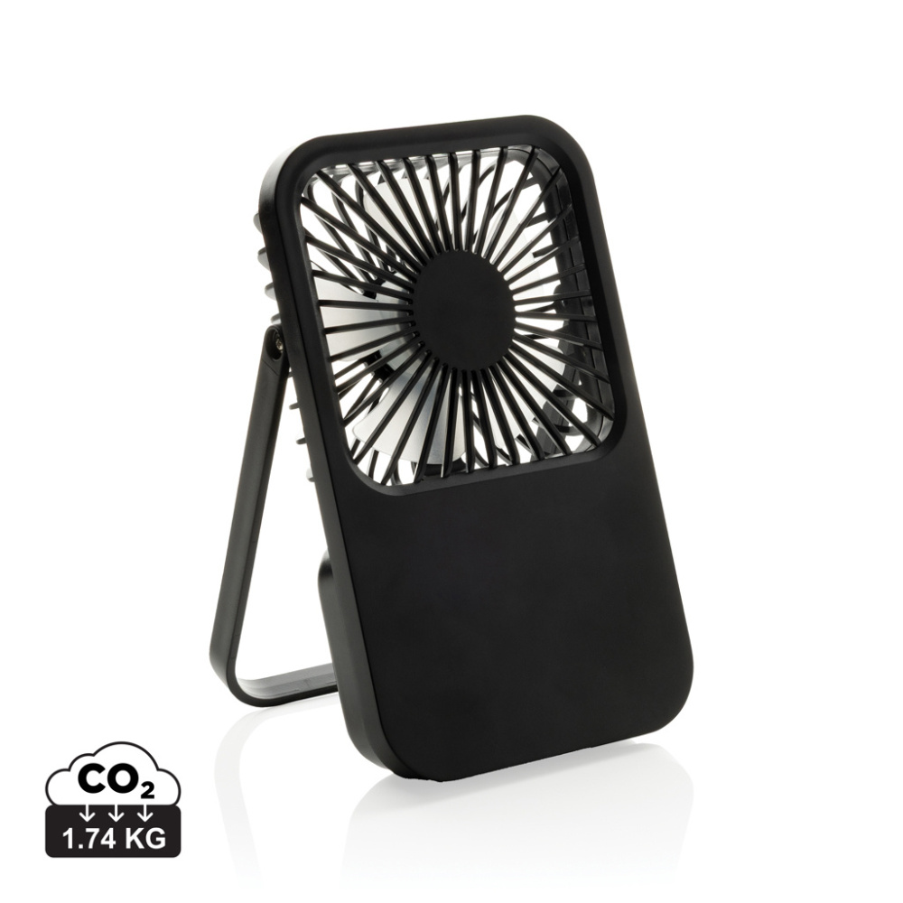 Logo trade advertising products picture of: Aervina RCS recycled plastic re-chargeable desk fan