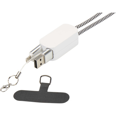 Logo trade promotional giveaway photo of: Anser recycled plastic smartphone lanyard with 27W 5-in-1 built-in cable