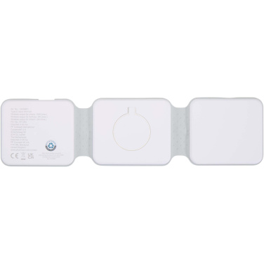 Logo trade advertising products image of: Armus 3-in-1 15W recycled plastic foldable wireless charger