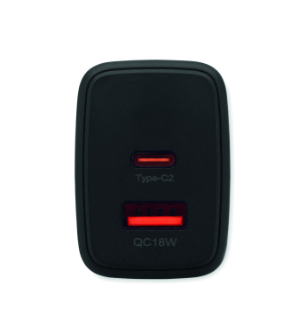 Logotrade advertising products photo of: EU 2-pole wall adapter/charger