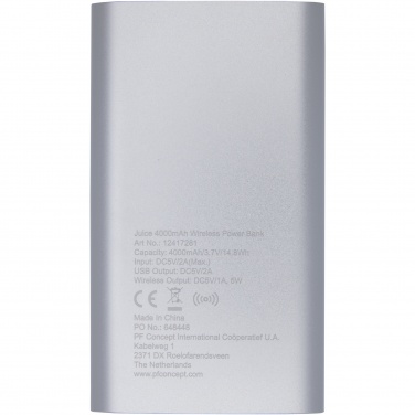 Logotrade ärikingi foto: Juice 4000mAh juhtmevaba toitepank 
