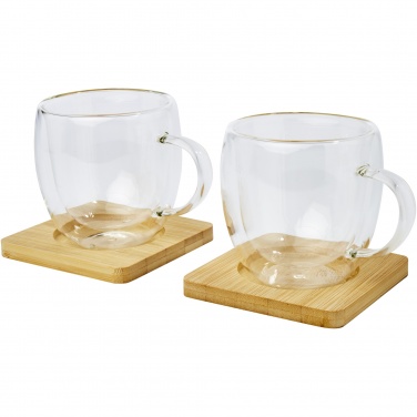 Logotrade reklaamtoote foto: Manti 2-osaline 250 ml topeltseinaga klaasist tass bambusest alusega 