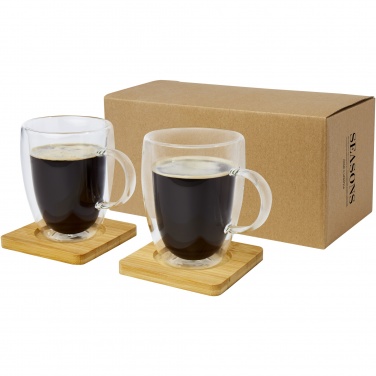 Logotrade ärikingi foto: Manti 2-osaline 350 ml topeltseinaga klaasist tass bambusest alusega 