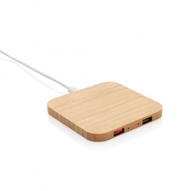 Logotrade ärikingituse foto: Bambusest 5W juhtmevaba laadija USB-ga