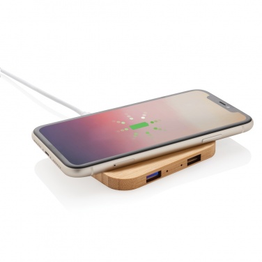 Logotrade firmakingid pilt: Bambusest 5W juhtmevaba laadija USB-ga