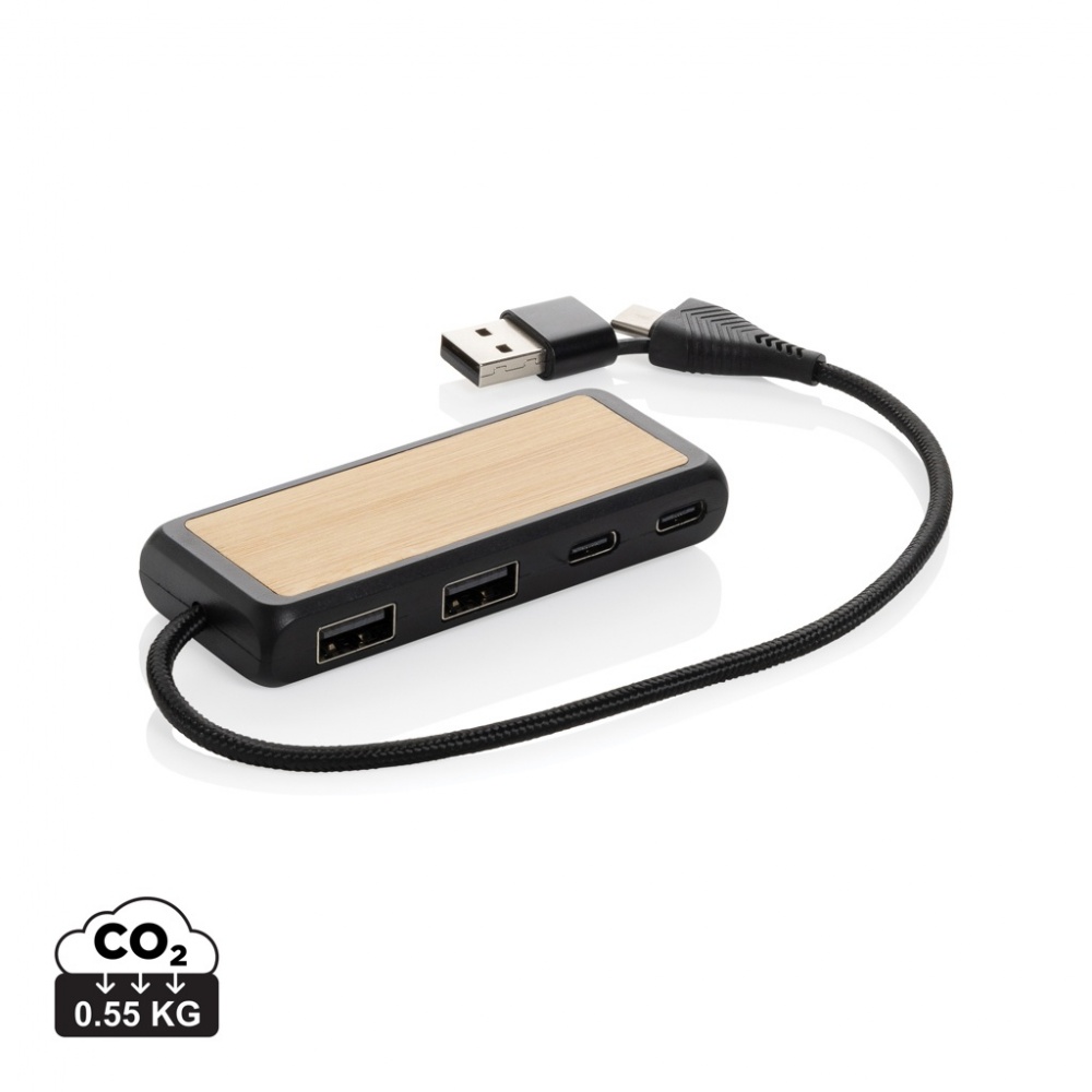 Logo trade firmakingid foto: Link RCS-i taaskasutatud plastist ja bambusest kahe sisendiga USB-jaotur