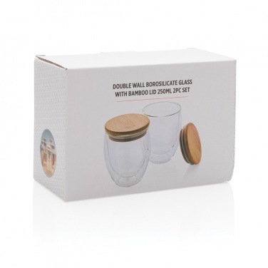 Logotrade ärikingituse foto: Kaheseinaline boorsilikaatklaas bambusest kaanega 250ml 2tk komplekt