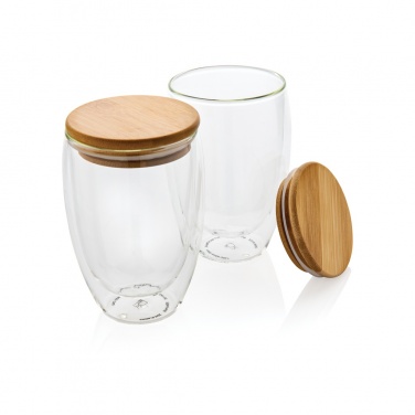 Logotrade firmakingi foto: Kaheseinaline boorsilikaatklaas bambusest kaanega 350ml 2tk komplekt