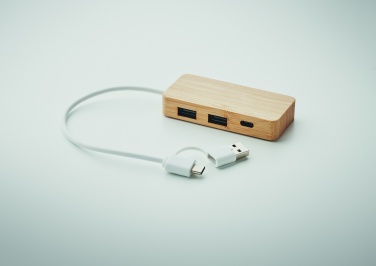 Logotrade firmakingituse foto: Bambusest USB 3 pordiga jaotur