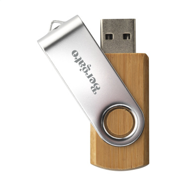 Logotrade meene foto: USB Twist Bamboo 64 GB