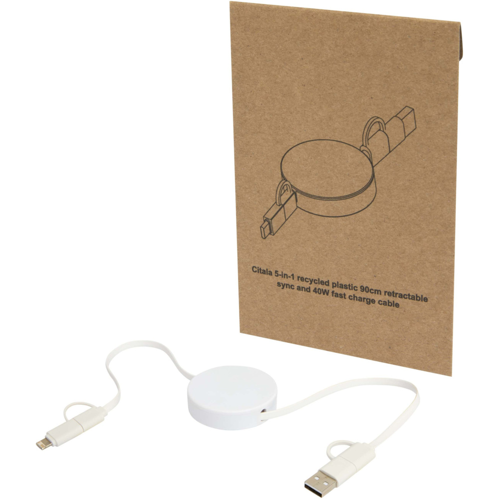 Logotrade reklaamkingi foto: Citala 5-in-1 taaskasutatud plastist 90 cm kiirlaadimiskaabel