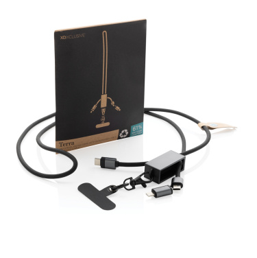 Logotrade ärikingituse foto: Terra RCS taaskasutatud PET telefoni kaelapael kahe laadimiskaabliga