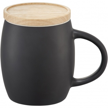 Logo trade mainoslahja ja liikelahja tuotekuva: Heart 400 ml keraaminen muki puisella kannella/alustalla