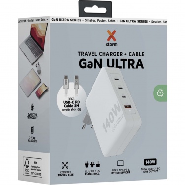 Logotrade mainoslahjat ja liikelahjat tuotekuva: Xtorm XVC2140 GaNUltra 140 W matkalaturi 240 W USB-C PD -kaapelilla