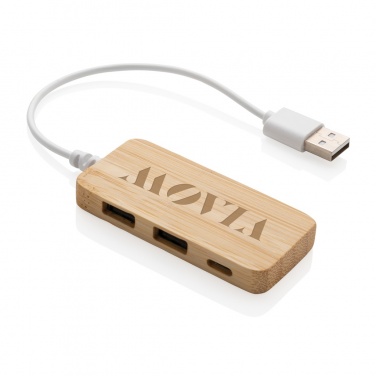 Logotrade liikelahja mainoslahja kuva: Bambuinen USB tyypin C hub