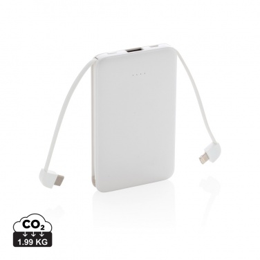 Logo trade mainostuotet tuotekuva: Pieni 5 000 mAh:n johdollinen varavirtalähde
